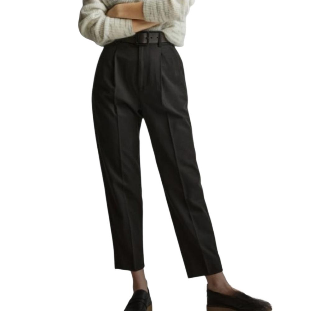 Everlane The Tencell Way-High Taper Pants Trousers Black Soft Ankle size 14